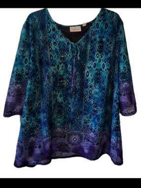 Avenue - Womens Multicolor Casual Plus Size Lightweight Blouse. Size 22/24. GUC